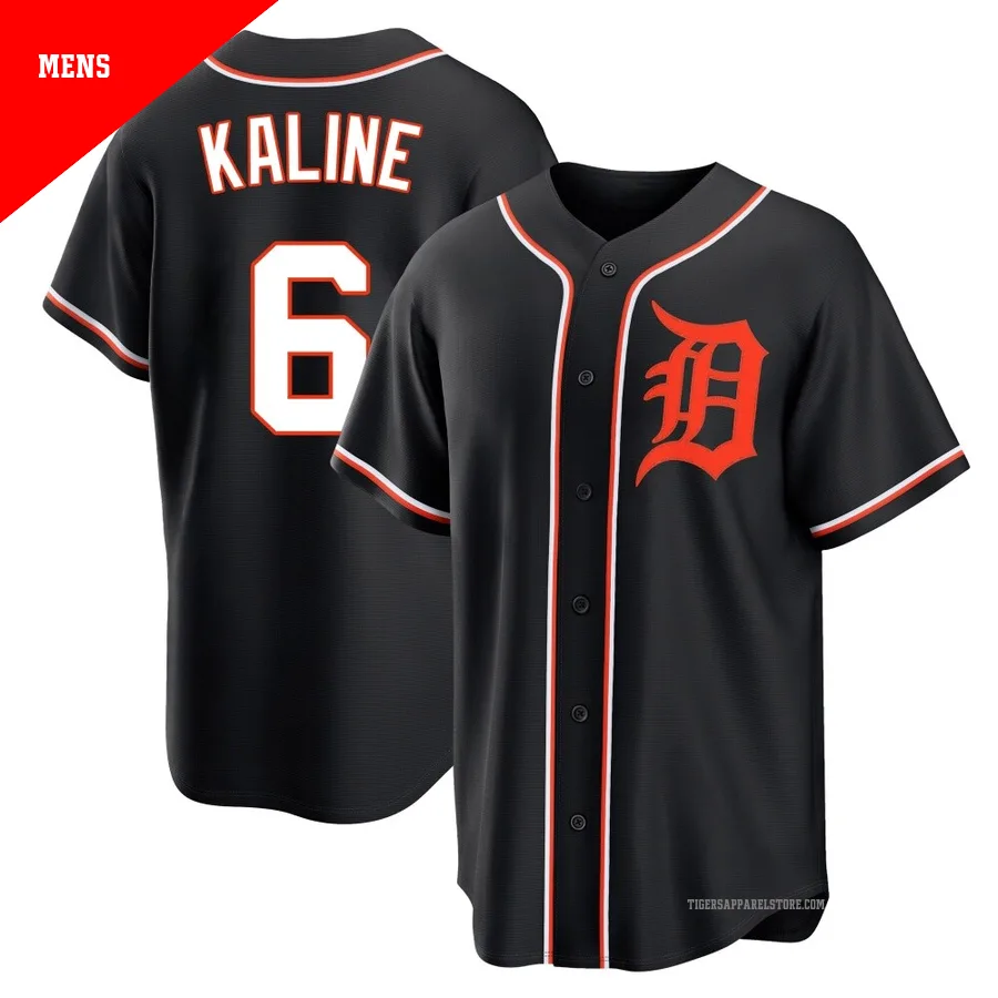 Men's Detroit Tigers Al Kaline ＃6 Black Replica Fashion Out Jersey