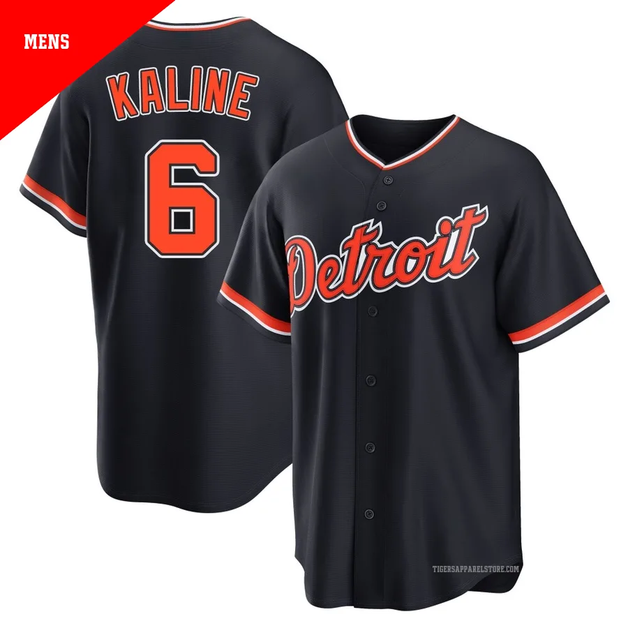 Men's Detroit Tigers Al Kaline ＃6 Navy Replica Alternate 2nd Jersey