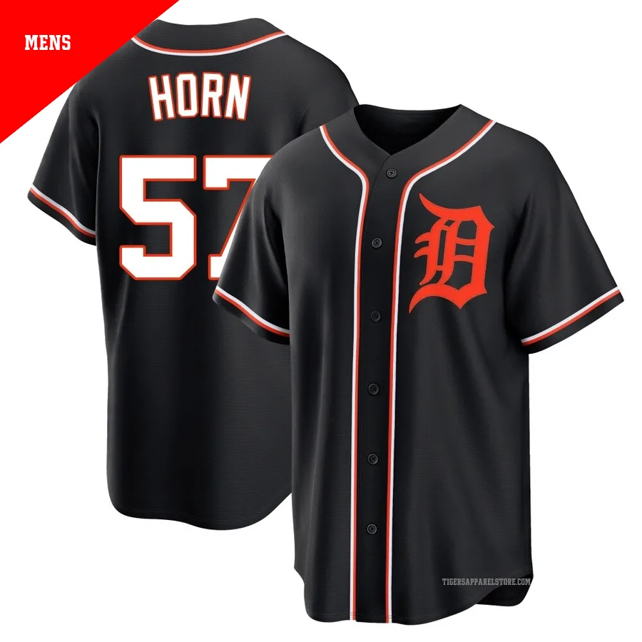 Men's Detroit Tigers Bailey Horn ＃57 Black Replica Fashion Out Jersey