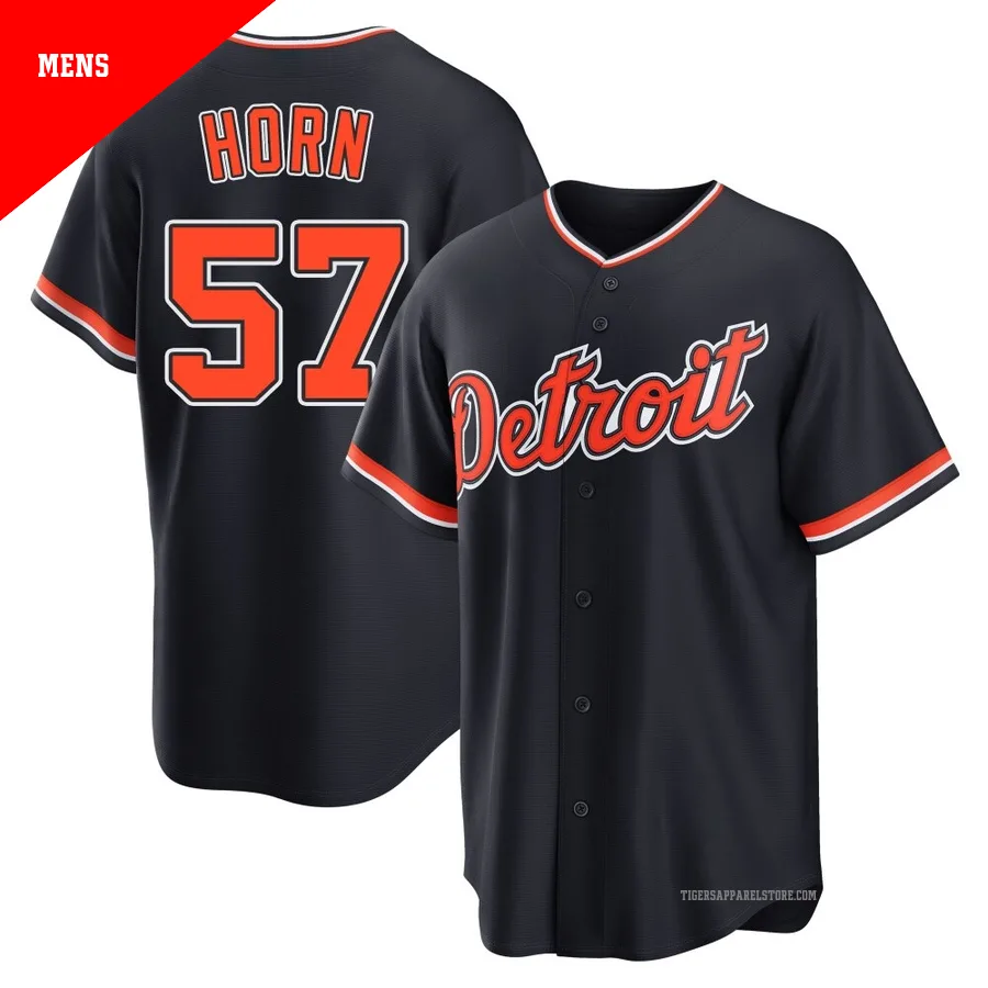 Men's Detroit Tigers Bailey Horn ＃57 Navy Replica Alternate 2nd Jersey