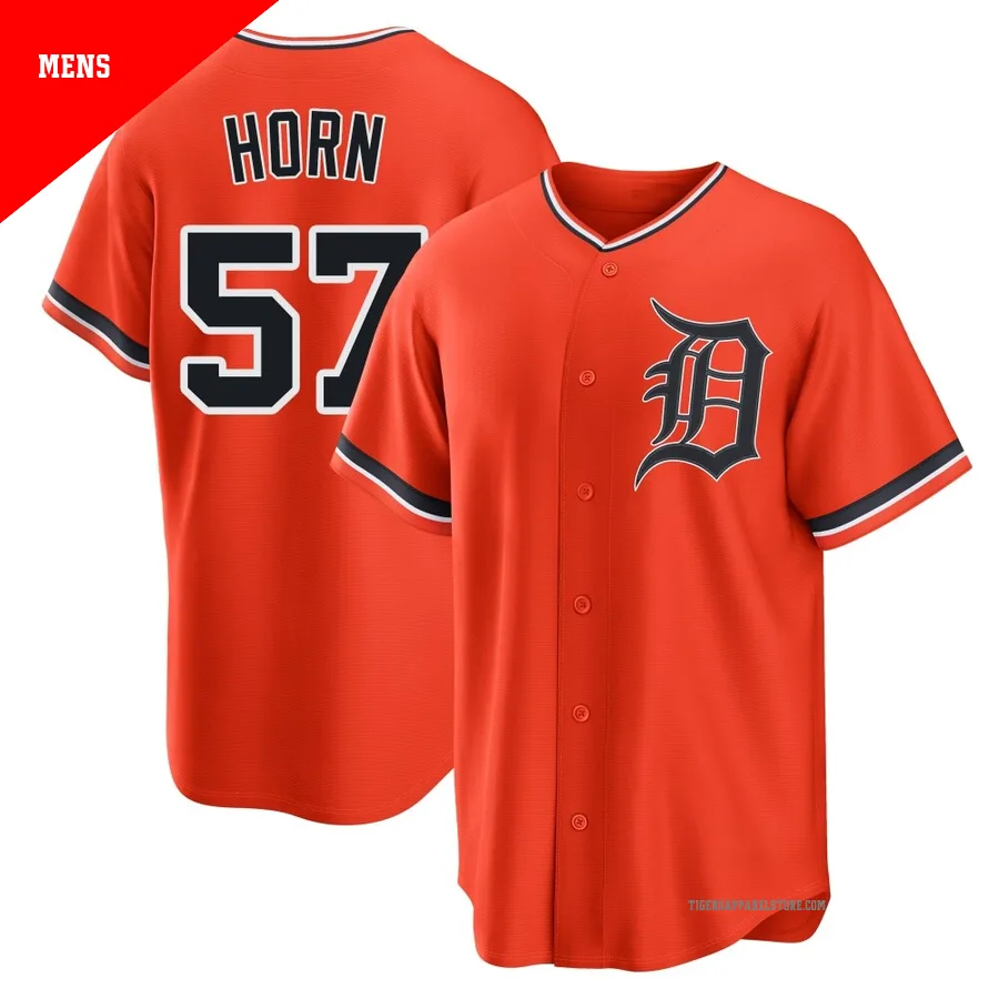 Men's Detroit Tigers Bailey Horn ＃57 Orange Replica Alternate Jersey