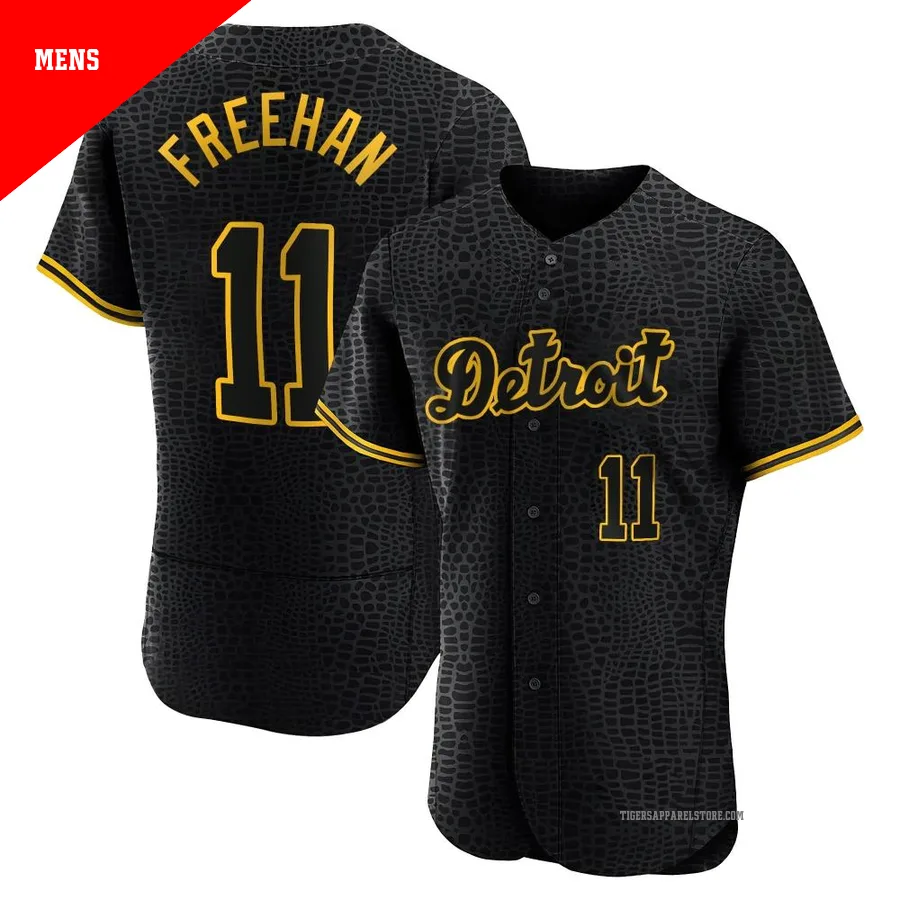 Men's Detroit Tigers Bill Freehan ＃11 Black Authentic Snake Skin City Jersey