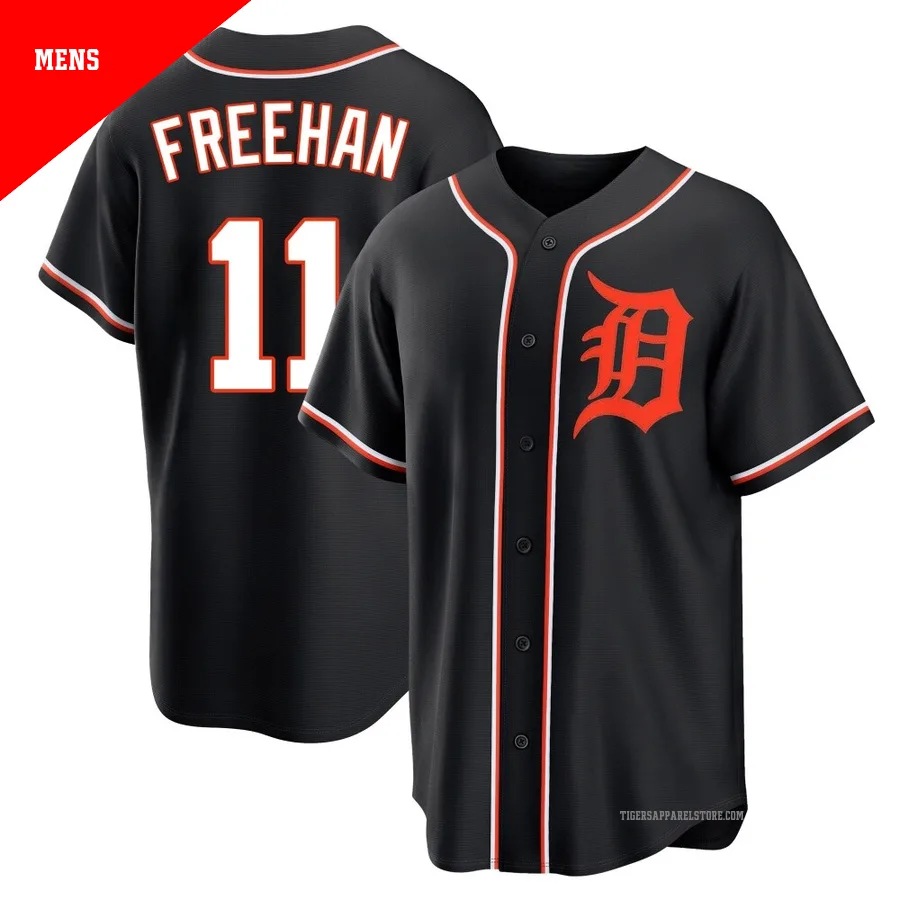 Men's Detroit Tigers Bill Freehan ＃11 Black Replica Fashion Out Jersey
