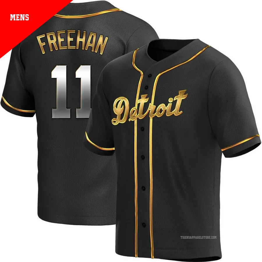 Men's Detroit Tigers Bill Freehan ＃11 Gold Replica Black en Alternate Jersey