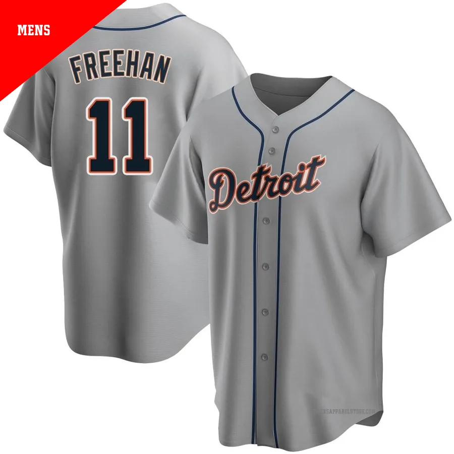 Men's Detroit Tigers Bill Freehan ＃11 Gray Replica Road Jersey