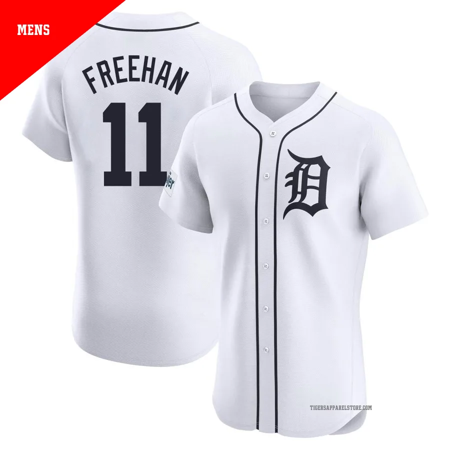 Men's Detroit Tigers Bill Freehan ＃11 White Elite Home Patch Jersey