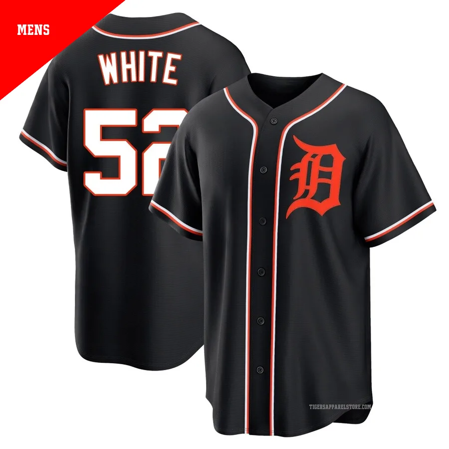 Men's Detroit Tigers Brendan White ＃52 Black Replica Fashion Out Jersey