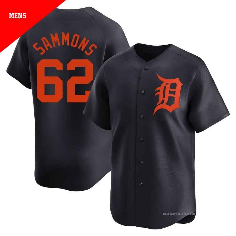 Men's Detroit Tigers Bryan Sammons ＃62 Navy Limited Alternate Jersey