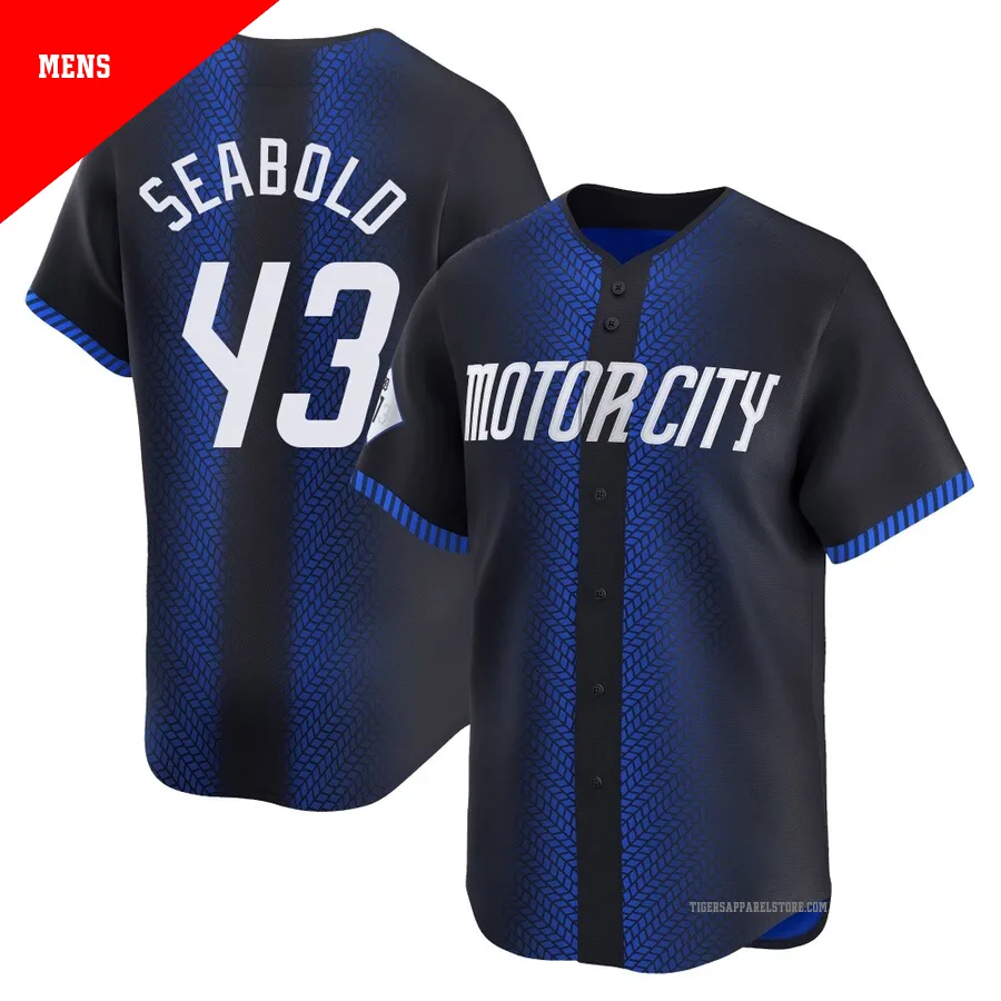 Men's Detroit Tigers Connor Seabold ＃43 Blue Limited 2024 City Connect Jersey