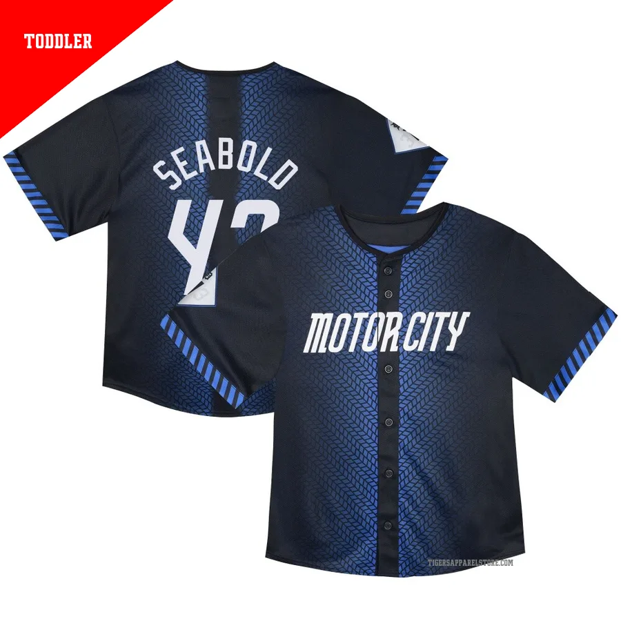 Men's Detroit Tigers Connor Seabold ＃43 Blue Limited Toddler & Preschool 2024 City Connect Jersey