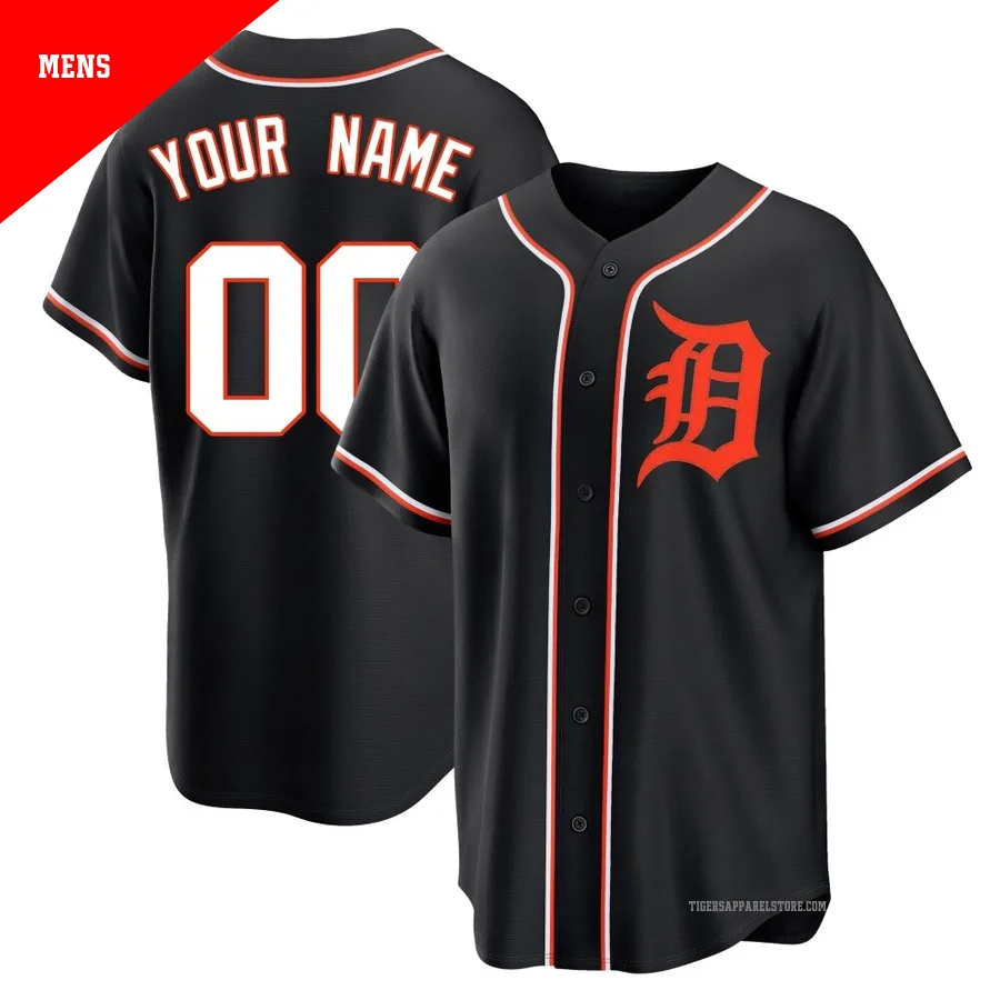 Men's Detroit Tigers Custom ＃00 Black Replica Fashion Out Jersey