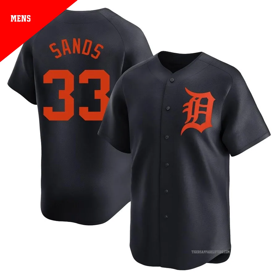 Men's Detroit Tigers Donny Sands ＃33 Navy Limited Alternate Jersey