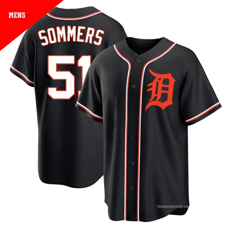Men's Detroit Tigers Drew Sommers ＃51 Black Replica Fashion Out Jersey
