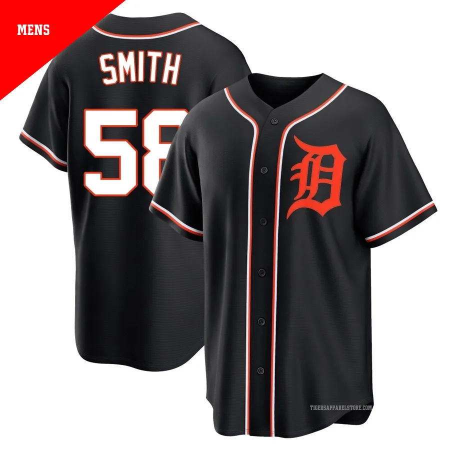 Men's Detroit Tigers Dylan Smith ＃58 Black Replica Fashion Out Jersey