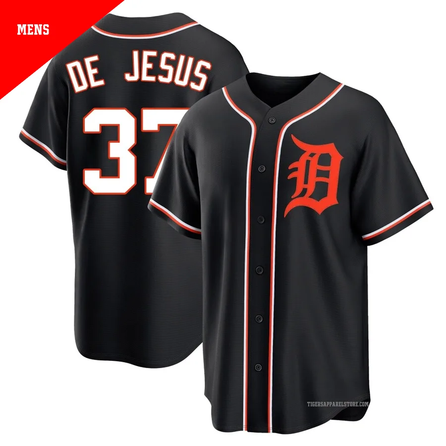 Men's Detroit Tigers Enmanuel De Jesus ＃37 Black Replica Fashion Out Jersey