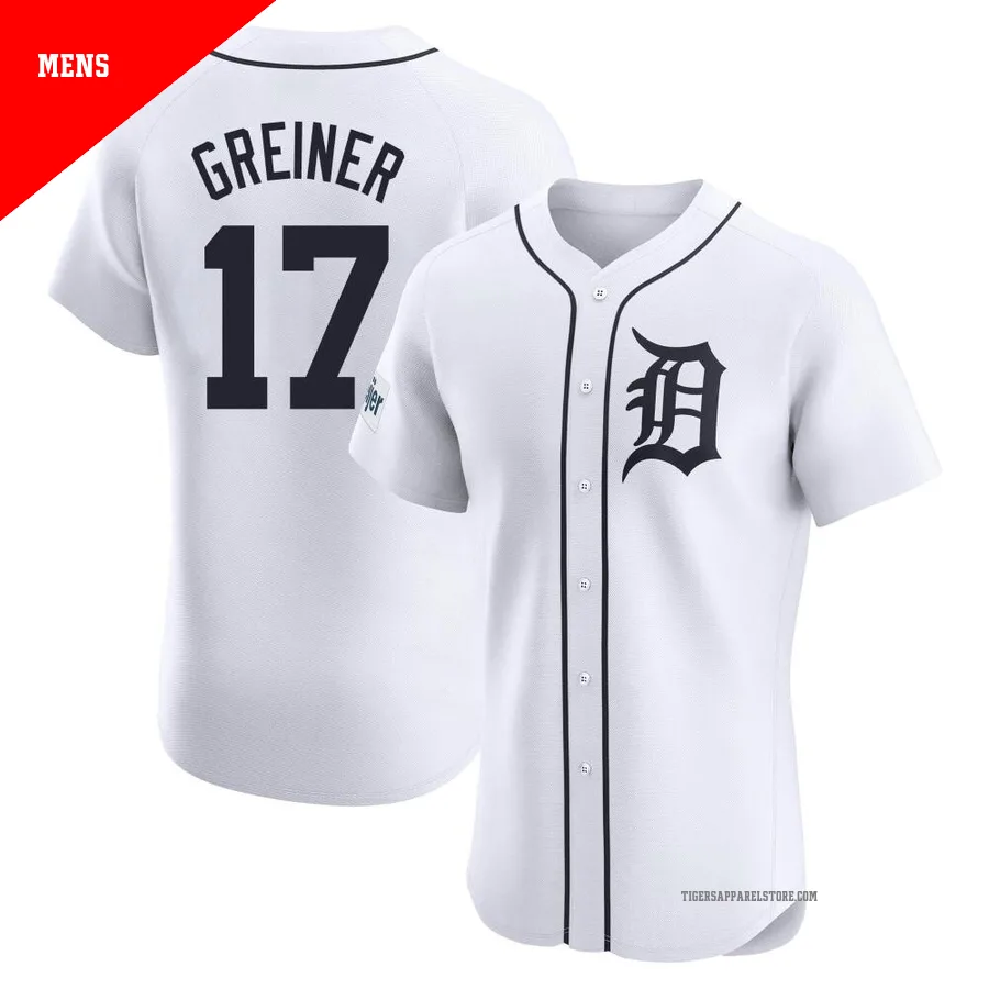 Men's Detroit Tigers Grayson Greiner ＃17 White Elite Home Patch Jersey