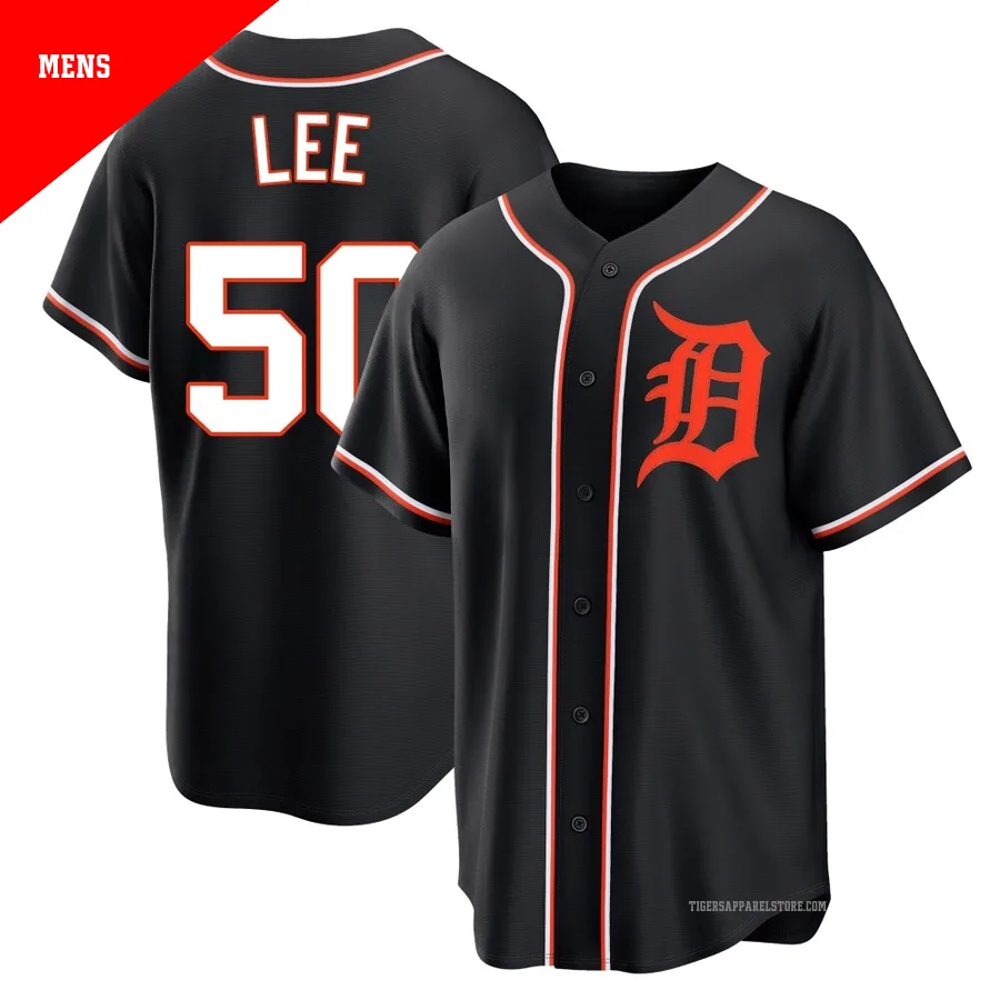 Men's Detroit Tigers Hao-Yu Lee ＃50 Black Replica Fashion Out Jersey