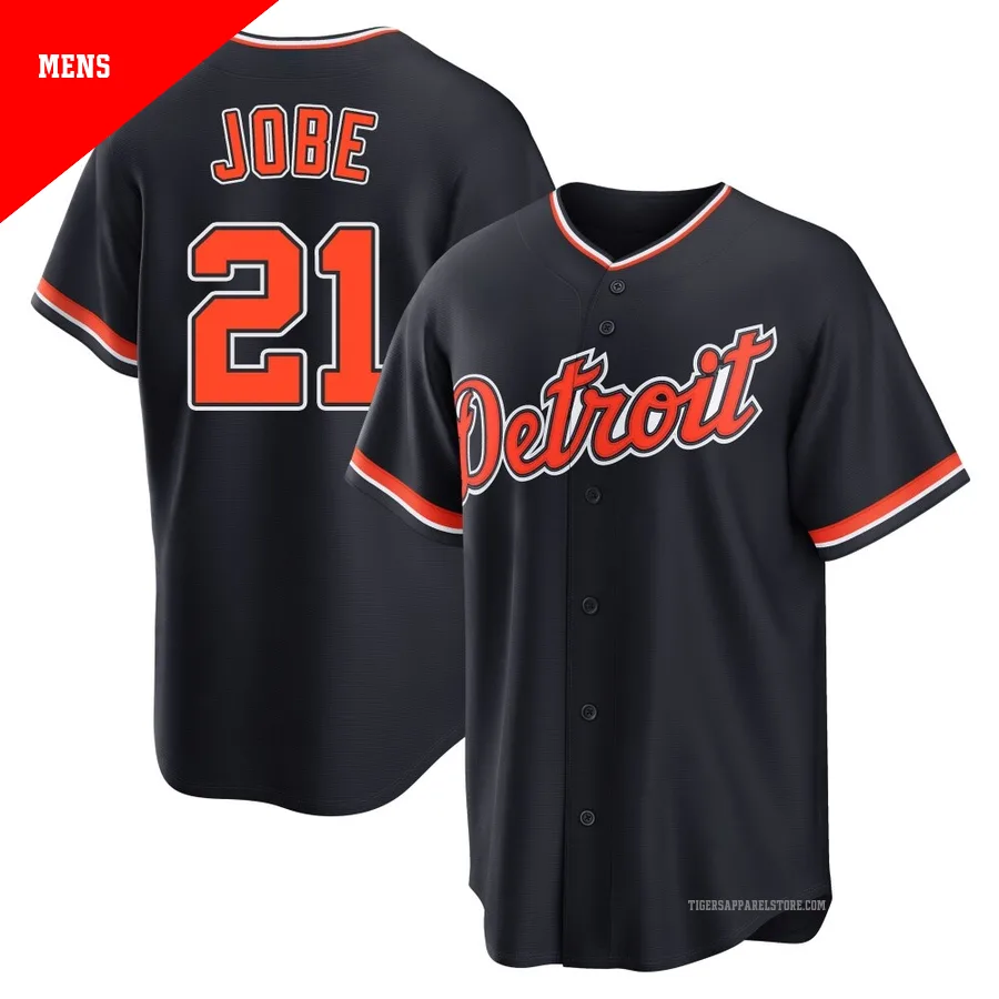 Men's Detroit Tigers Jackson Jobe ＃21 Navy Replica Alternate 2nd Jersey