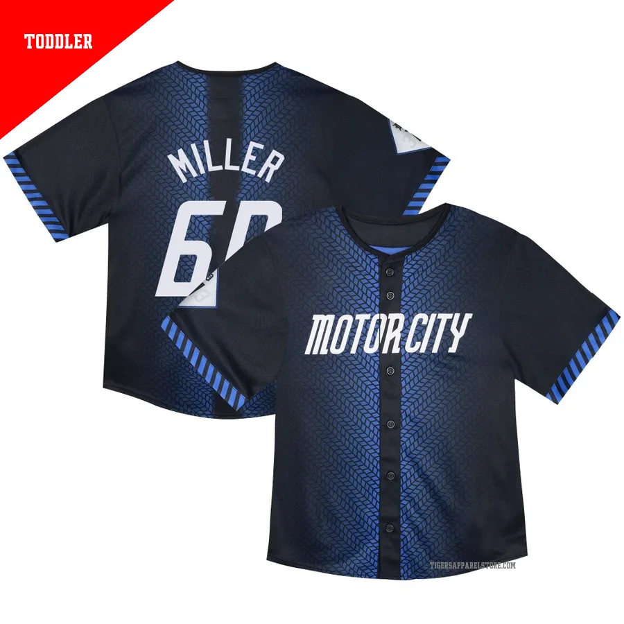 Men's Detroit Tigers Jake Miller ＃60 Blue Limited Toddler & Preschool 2024 City Connect Jersey