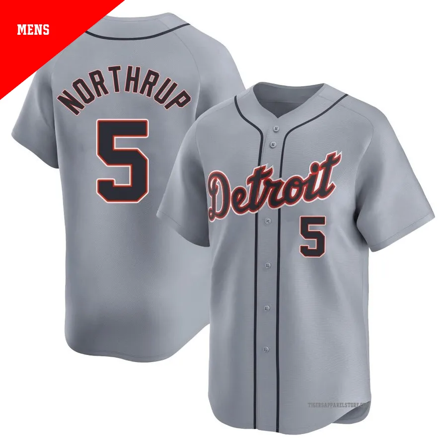 Men's Detroit Tigers Jim Northrup ＃5 Gray Limited Road Jersey