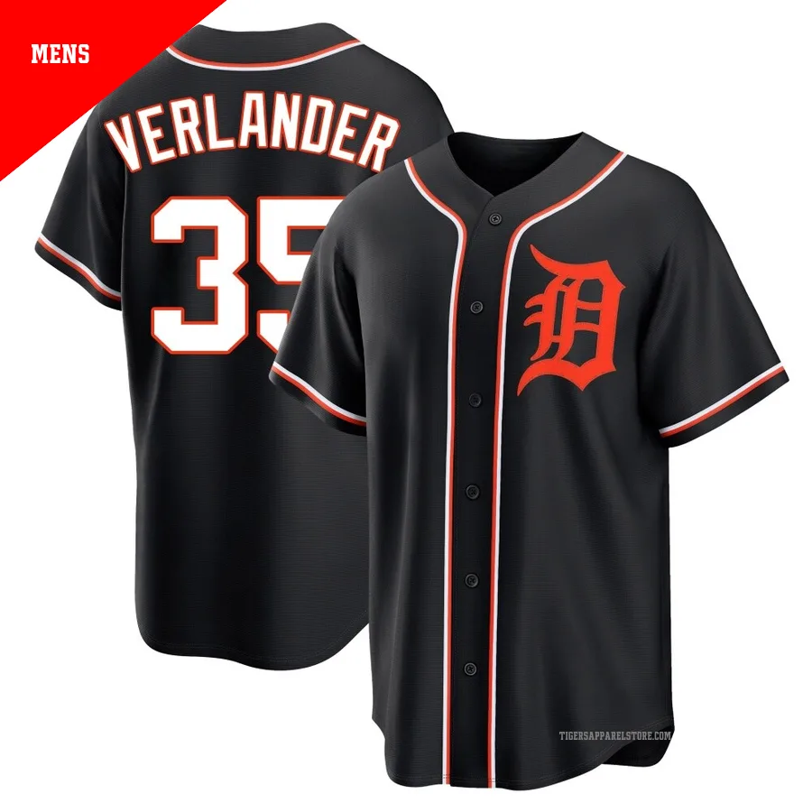 Men's Detroit Tigers Justin Verlander ＃35 Black Replica Fashion Out Jersey