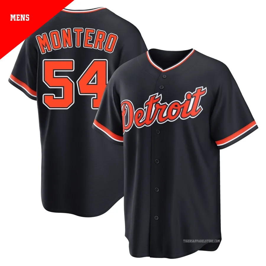 Men's Detroit Tigers Keider Montero ＃54 Navy Replica Alternate 2nd Jersey