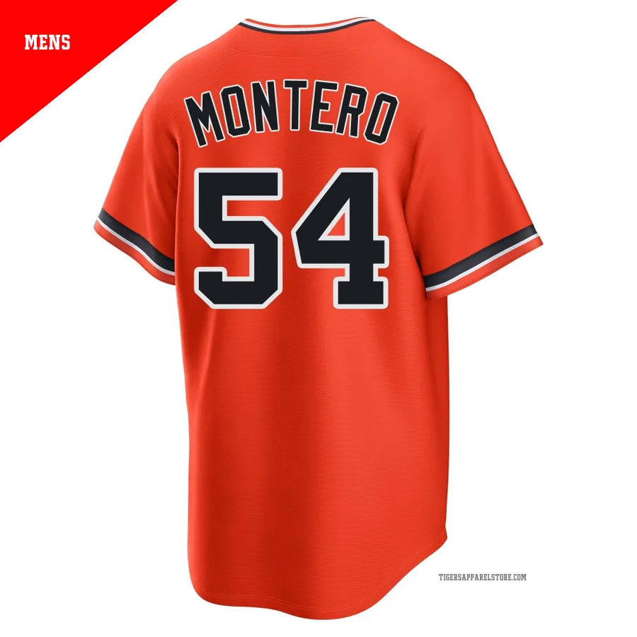 Men's Detroit Tigers Keider Montero ＃54 Orange Replica Alternate