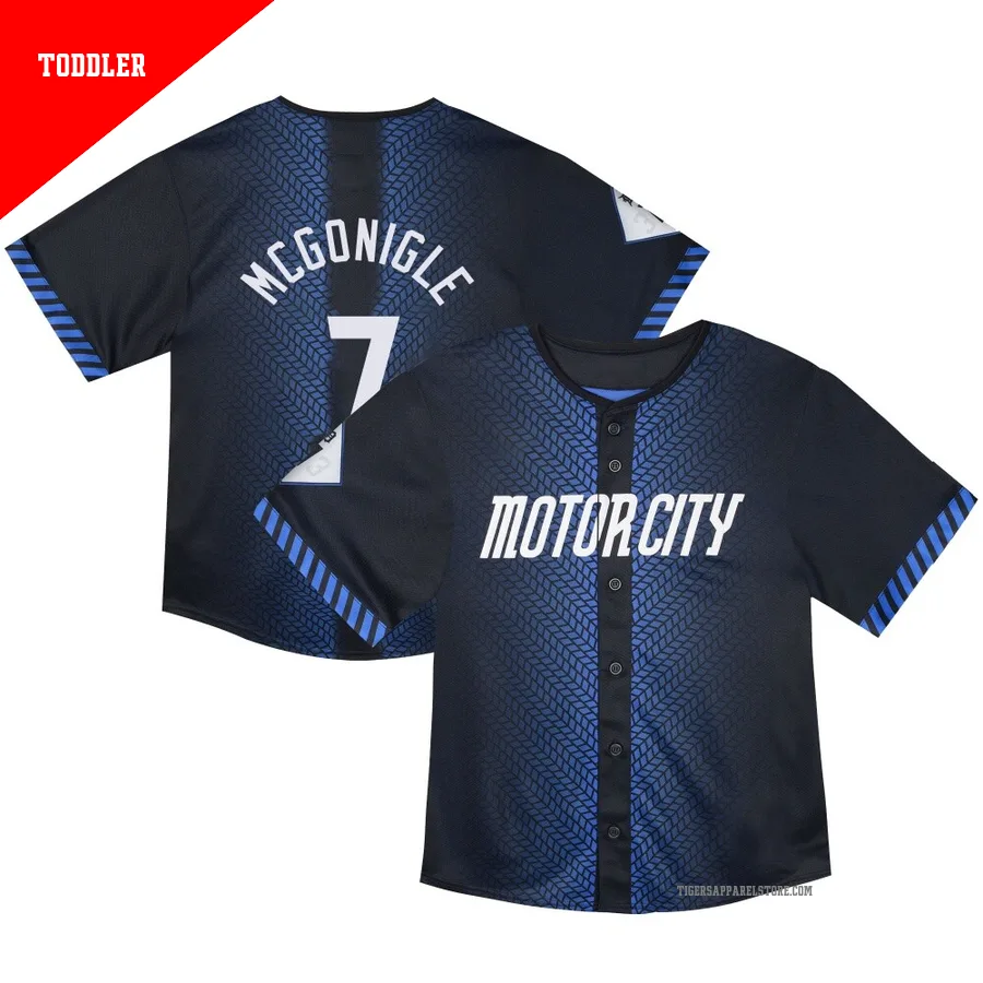 Men's Detroit Tigers Kevin McGonigle ＃7 Blue Limited Toddler & Preschool 2024 City Connect Jersey
