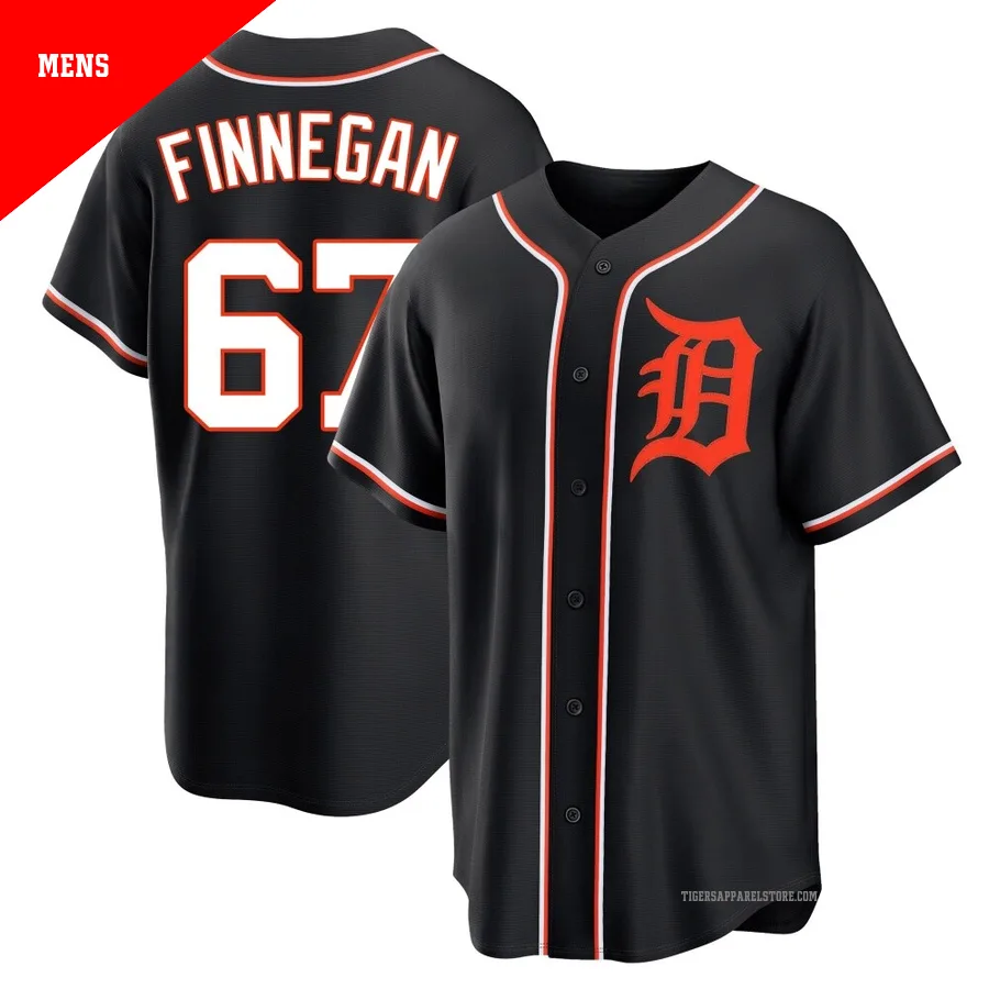 Men's Detroit Tigers Kyle Finnegan ＃67 Black Replica Fashion Out Jersey