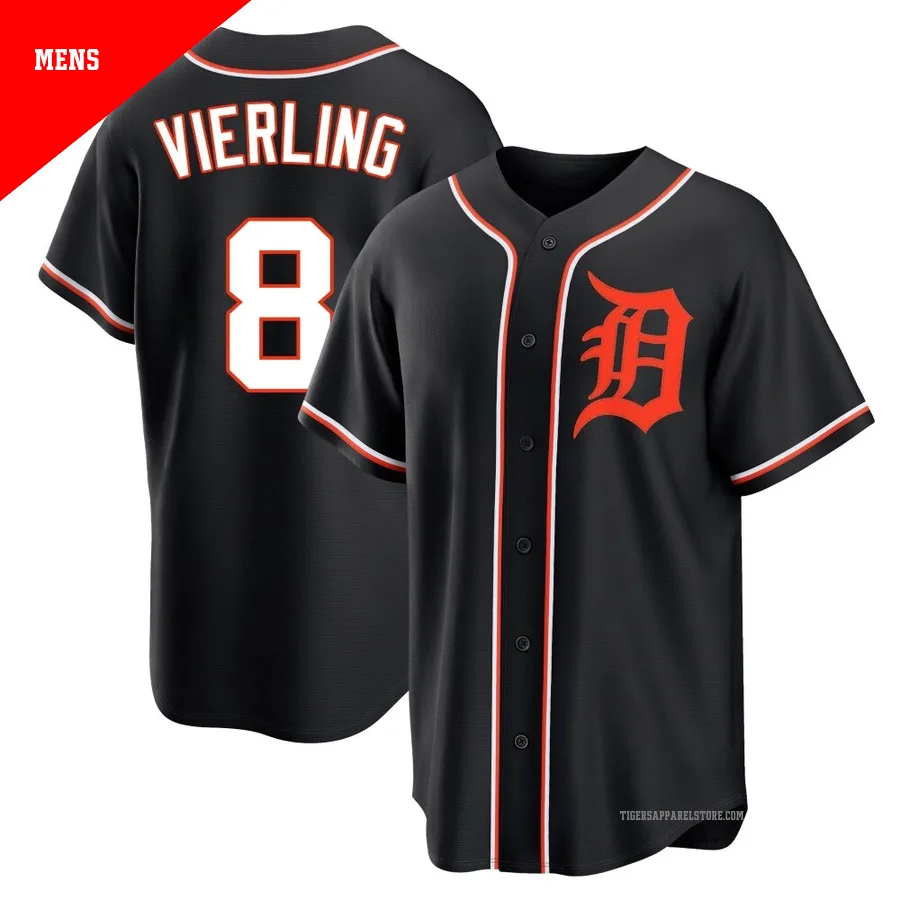 Men's Detroit Tigers Matt Vierling ＃8 Black Replica Fashion Out Jersey