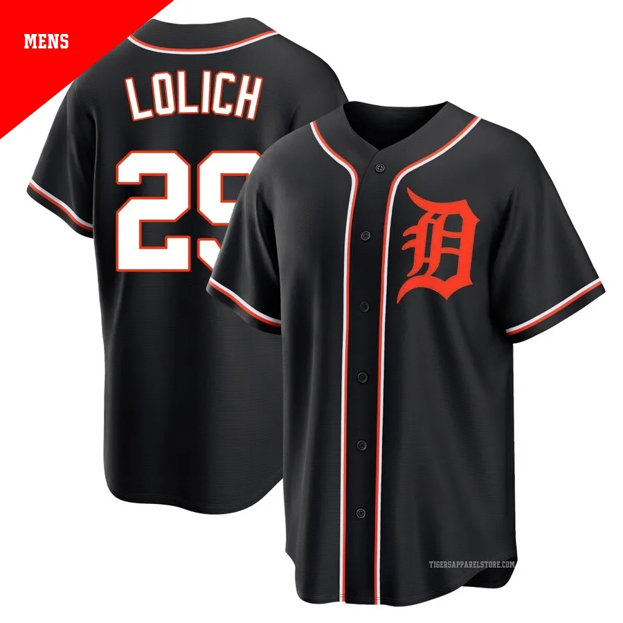 Men's Detroit Tigers Mickey Lolich ＃29 Black Replica Fashion Out Jersey