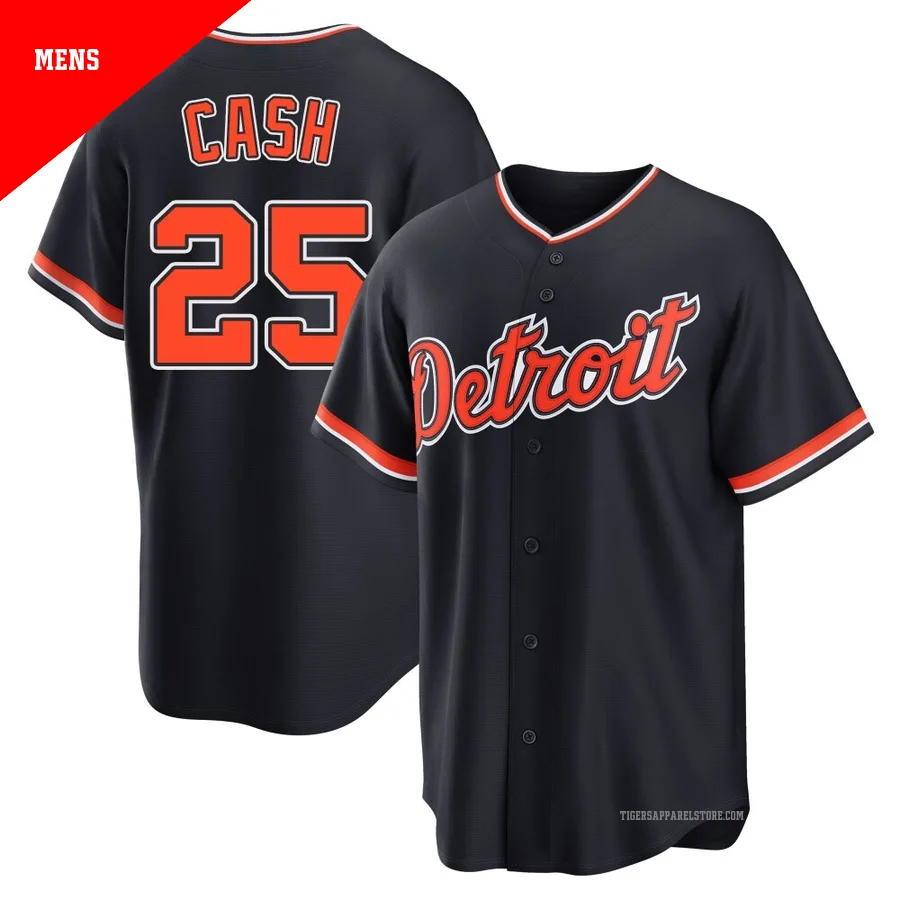 Men's Detroit Tigers Norm Cash ＃25 Navy Replica Alternate 2nd Jersey
