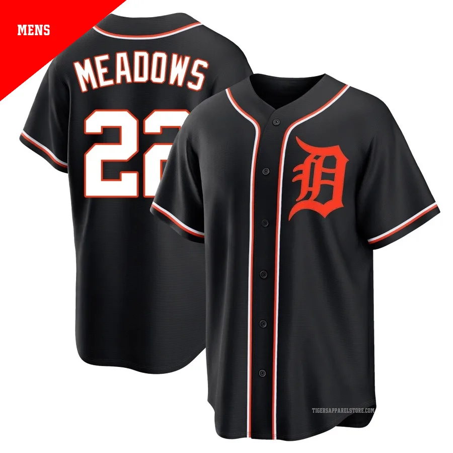 Men's Detroit Tigers Parker Meadows ＃22 Black Replica Fashion Out Jersey