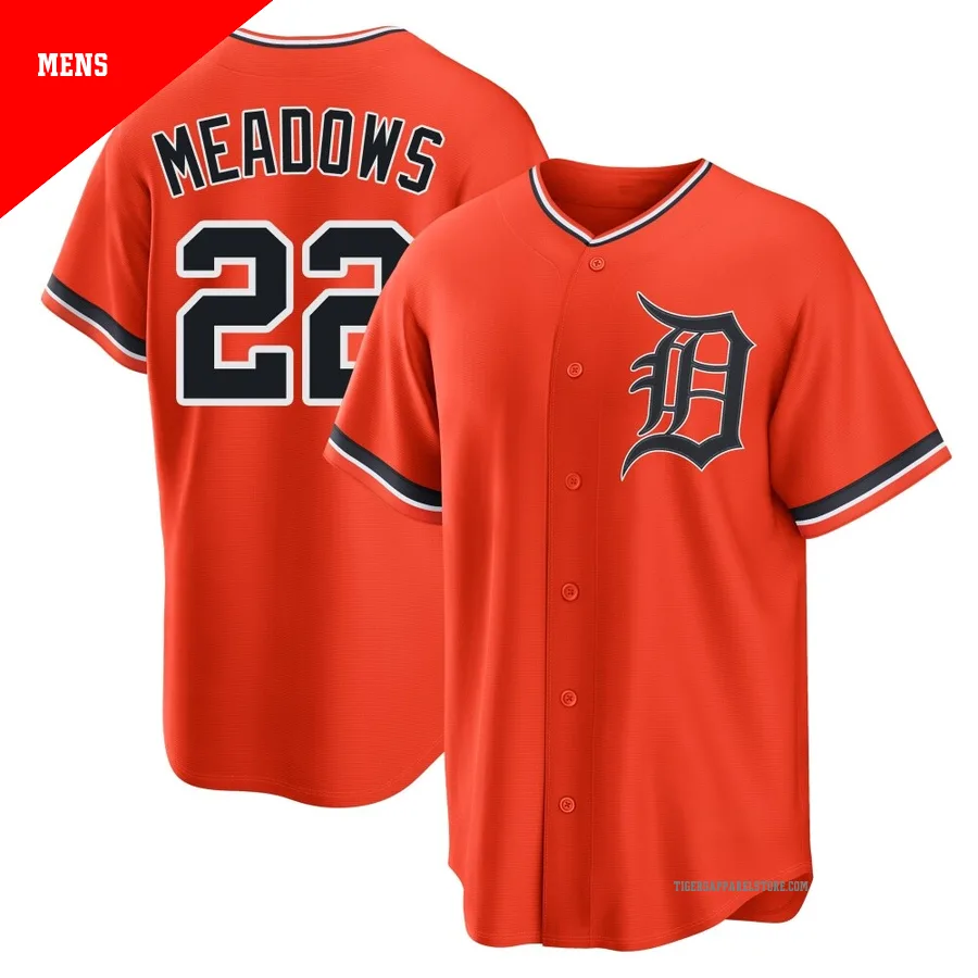 Men's Detroit Tigers Parker Meadows ＃22 Orange Replica Alternate Jersey