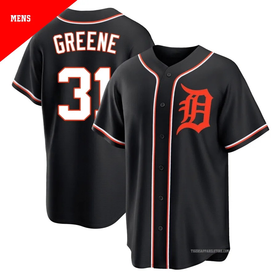 Men's Detroit Tigers Riley Greene ＃31 Black Replica Fashion Out Jersey