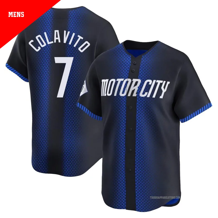 Men's Detroit Tigers Rocky Colavito ＃7 Blue Limited 2024 City Connect Jersey