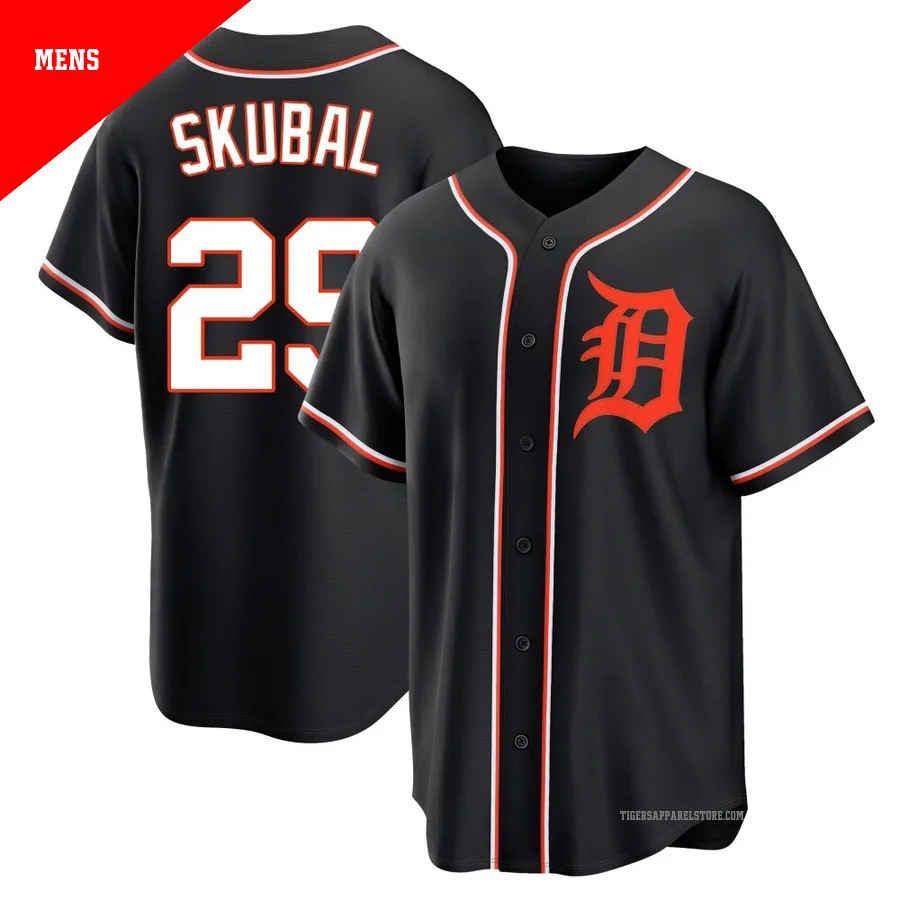 Men's Detroit Tigers Tarik Skubal ＃29 Black Replica Fashion Out Jersey