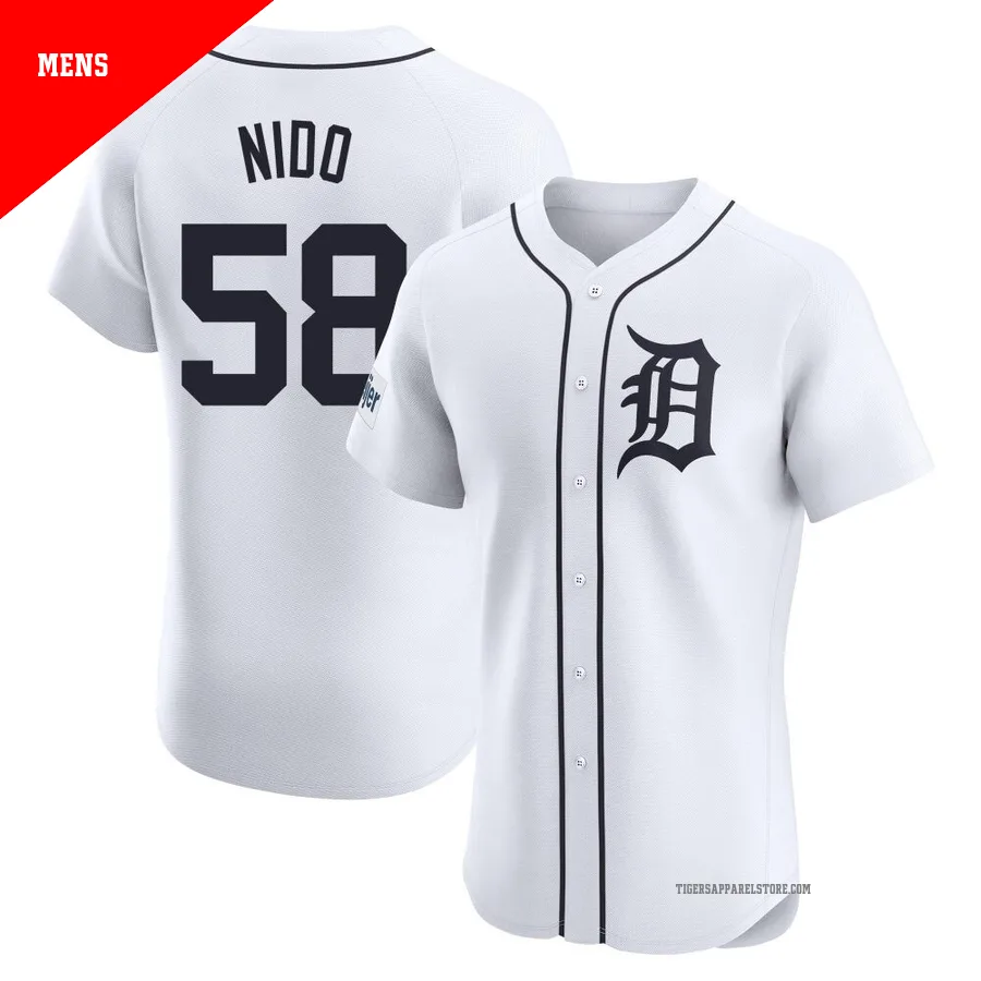 Men's Detroit Tigers Tomas Nido ＃58 White Elite Home Patch Jersey