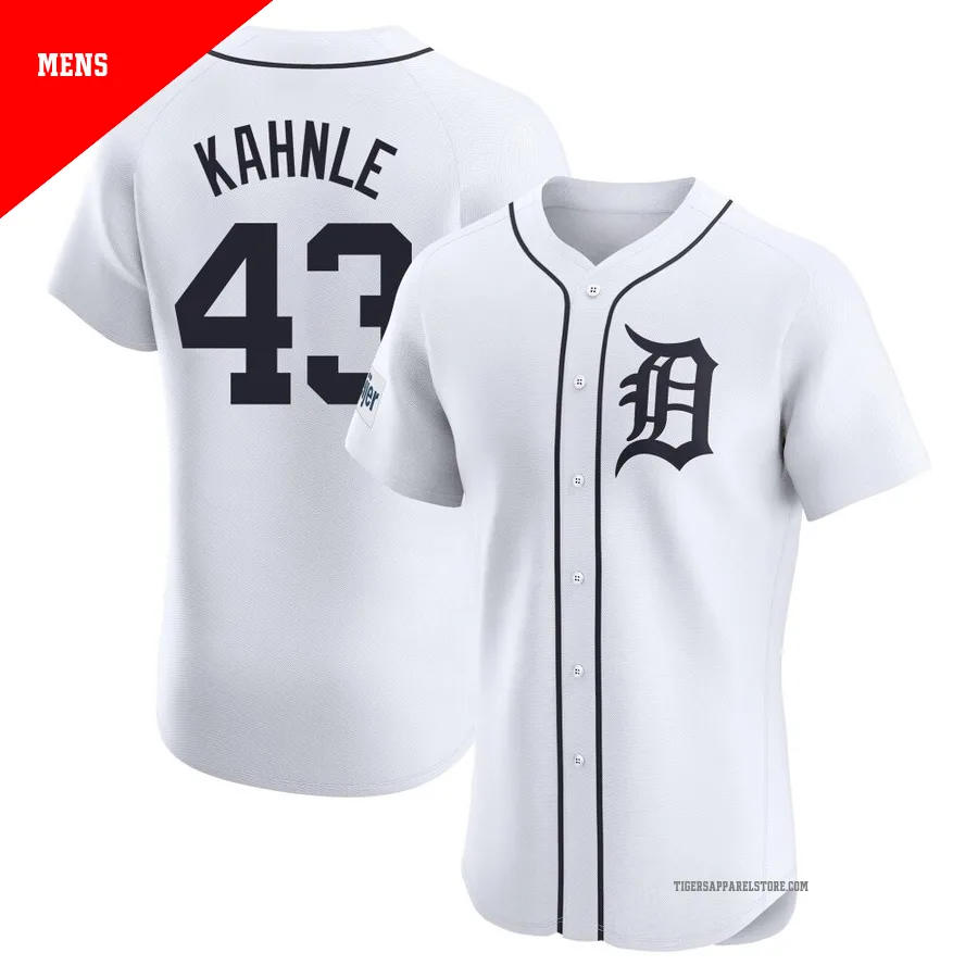 Men's Detroit Tigers Tommy Kahnle ＃43 White Elite Home Patch Jersey