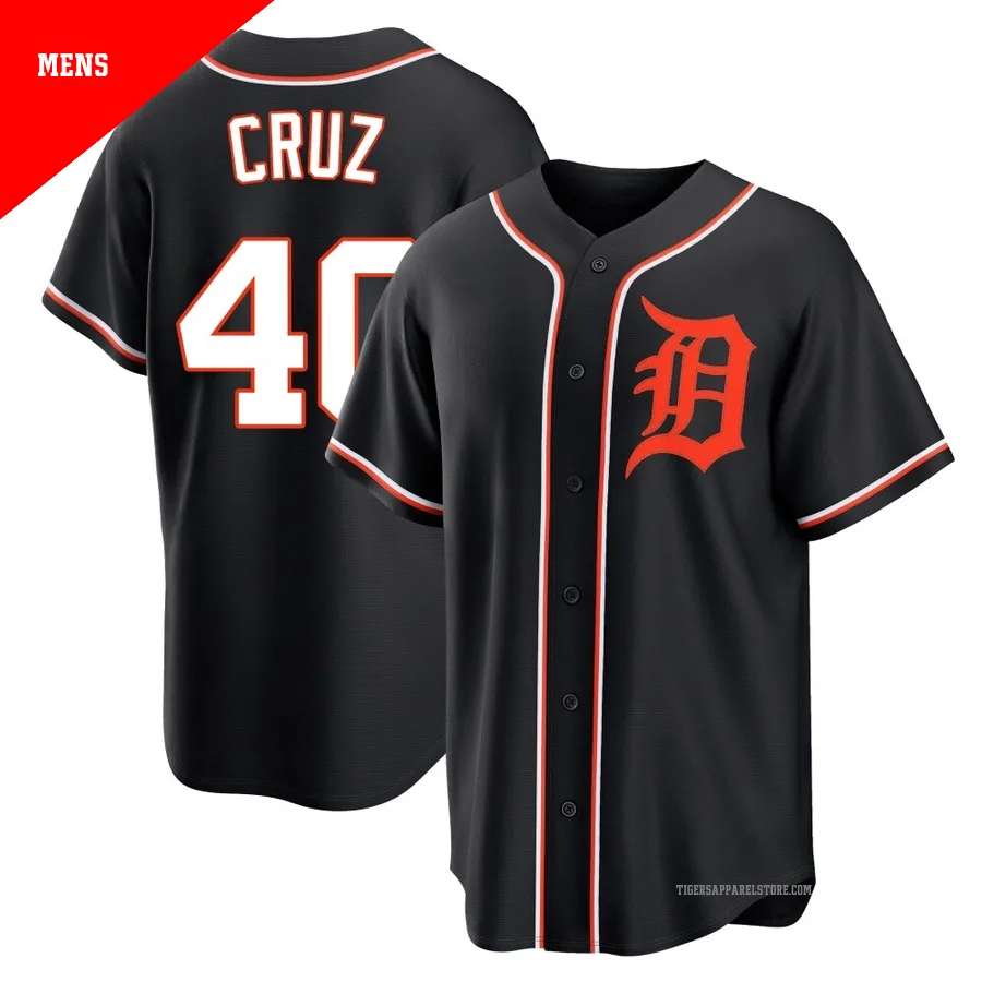 Men's Detroit Tigers Trei Cruz ＃40 Black Replica Fashion Out Jersey