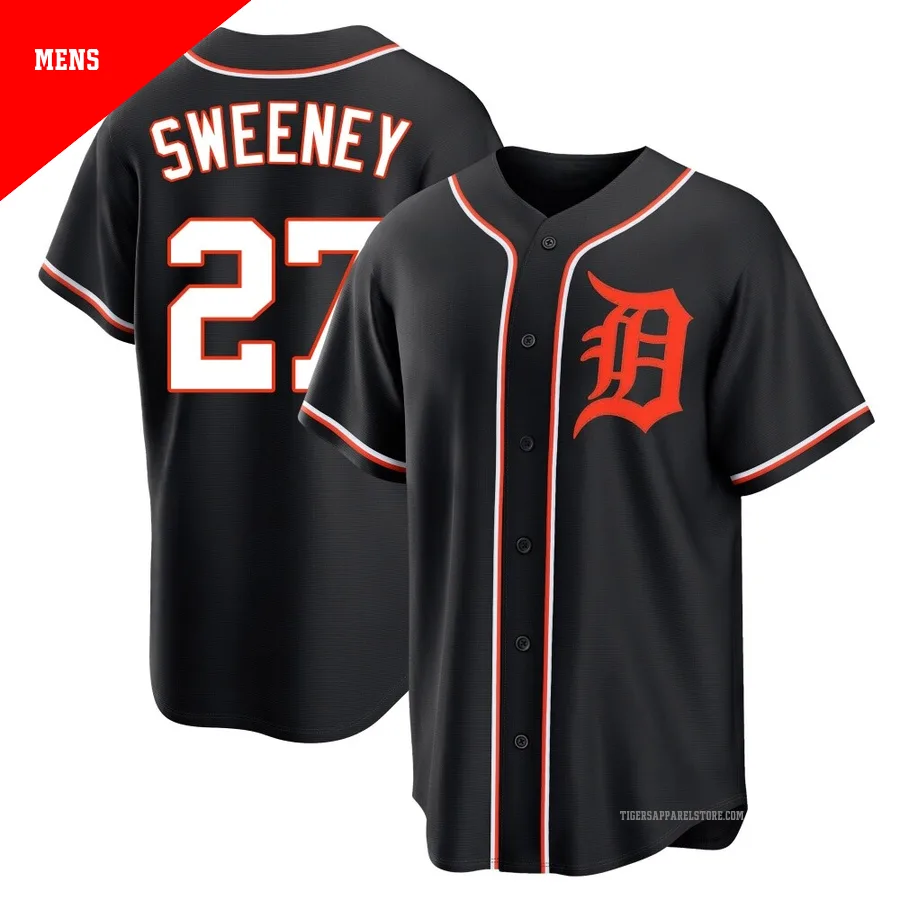 Men's Detroit Tigers Trey Sweeney ＃27 Black Replica Fashion Out Jersey