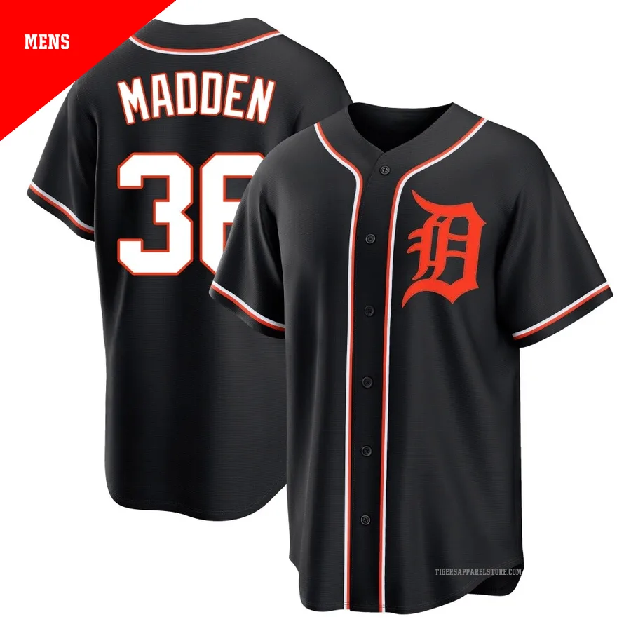 Men's Detroit Tigers Ty Madden ＃36 Black Replica Fashion Out Jersey