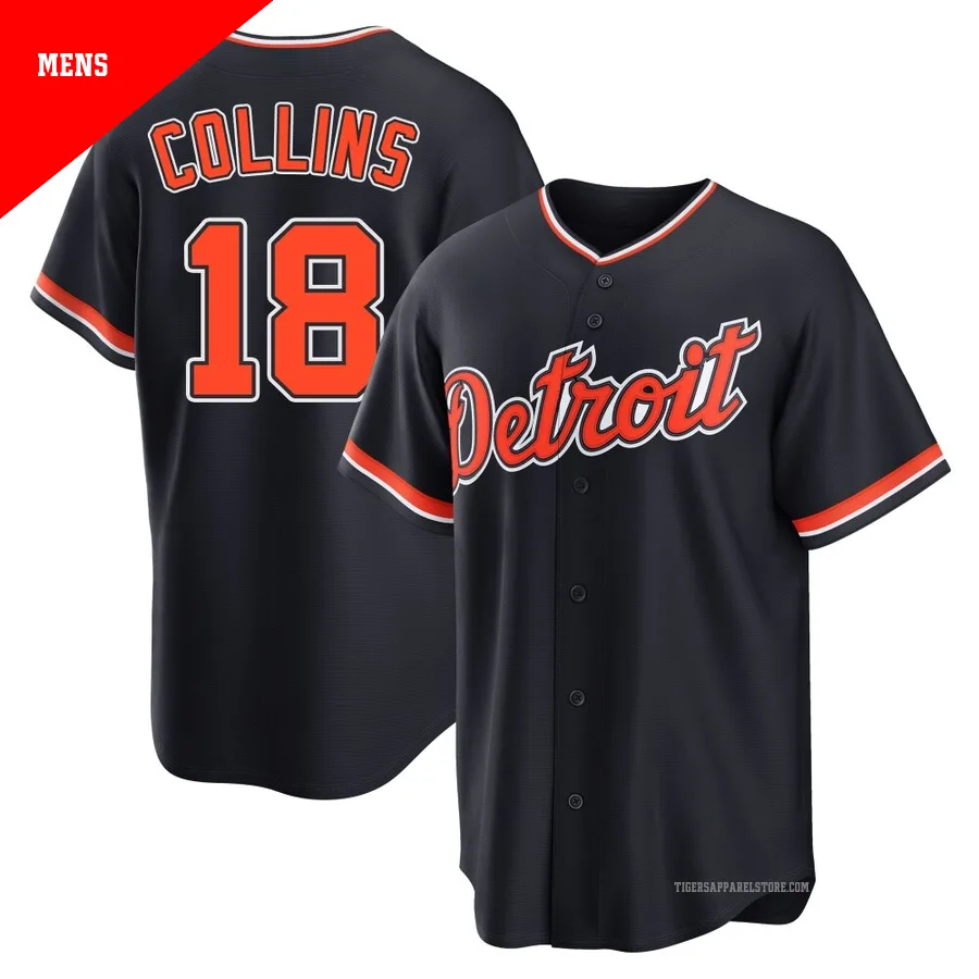 Men's Detroit Tigers Tyler Collins ＃18 Navy Replica Alternate 2nd Jersey