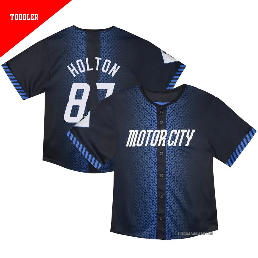 Men's Detroit Tigers Tyler Holton ＃87 Blue Limited Toddler & Preschool 2024 City Connect Jersey