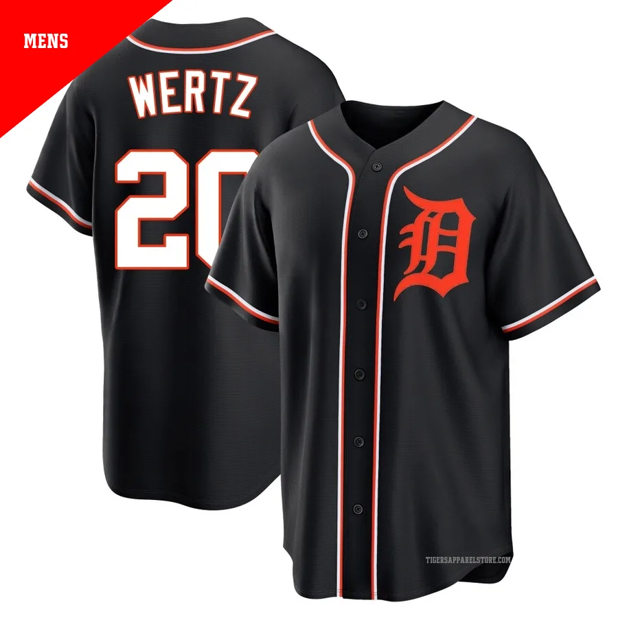 Men's Detroit Tigers Vic Wertz ＃20 Black Replica Fashion Out Jersey