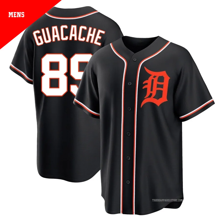 Men's Detroit Tigers Xiomer Guacache ＃89 Black Replica Fashion Out Jersey