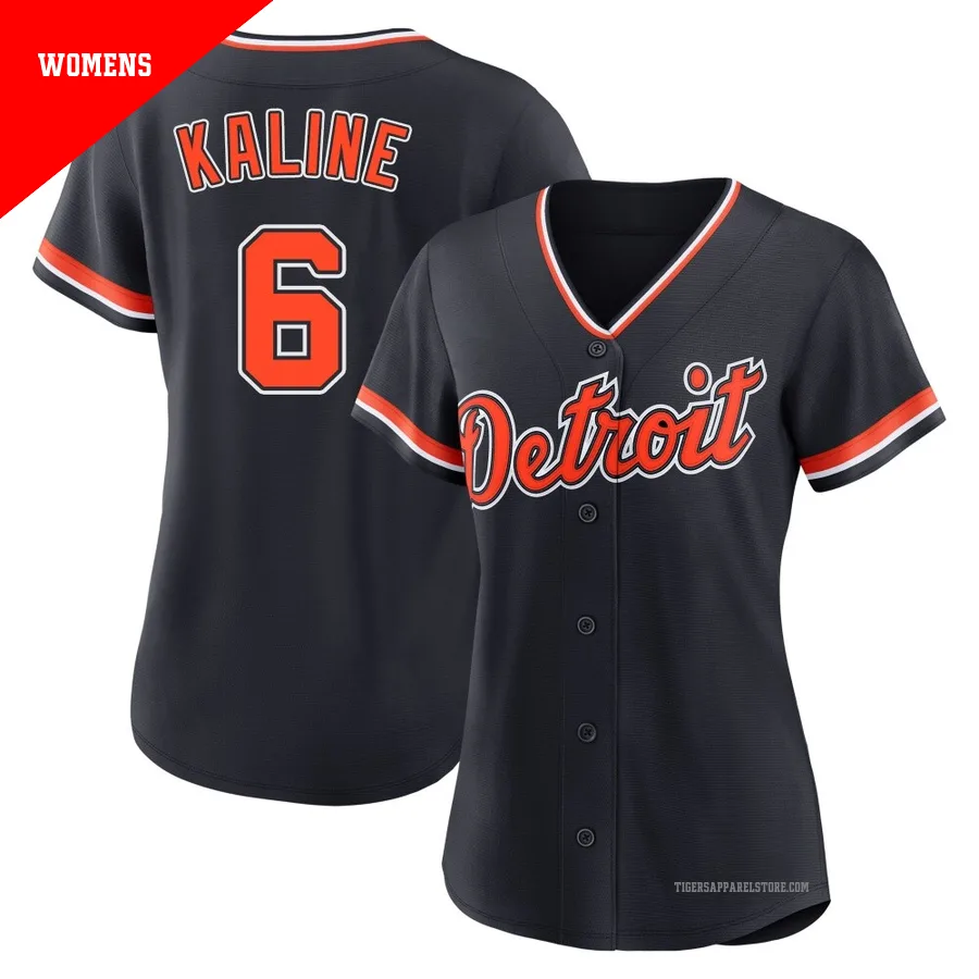 Women's Detroit Tigers Al Kaline ＃6 Navy Replica Alternate 2nd Jersey