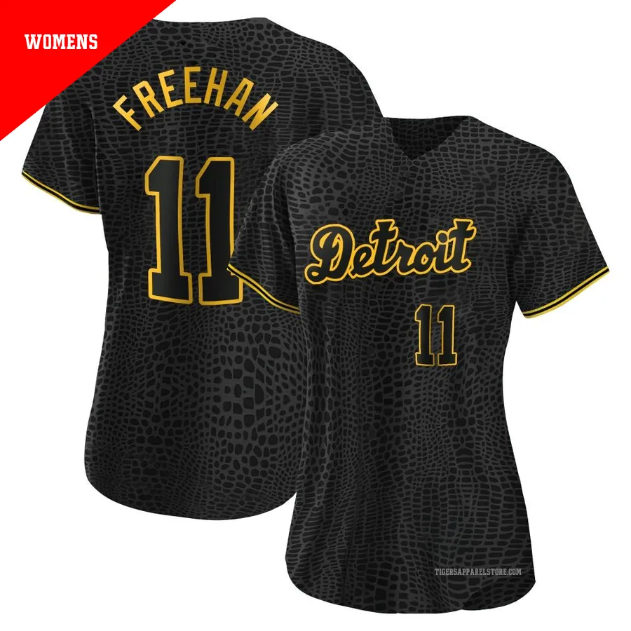 Women's Detroit Tigers Bill Freehan ＃11 Black Replica Snake Skin City Jersey