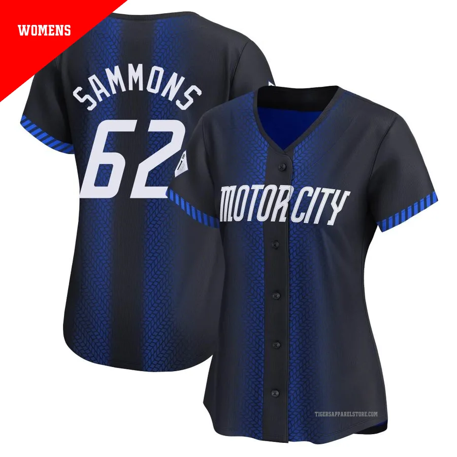Women's Detroit Tigers Bryan Sammons ＃62 Blue Limited 2024 City Connect Jersey