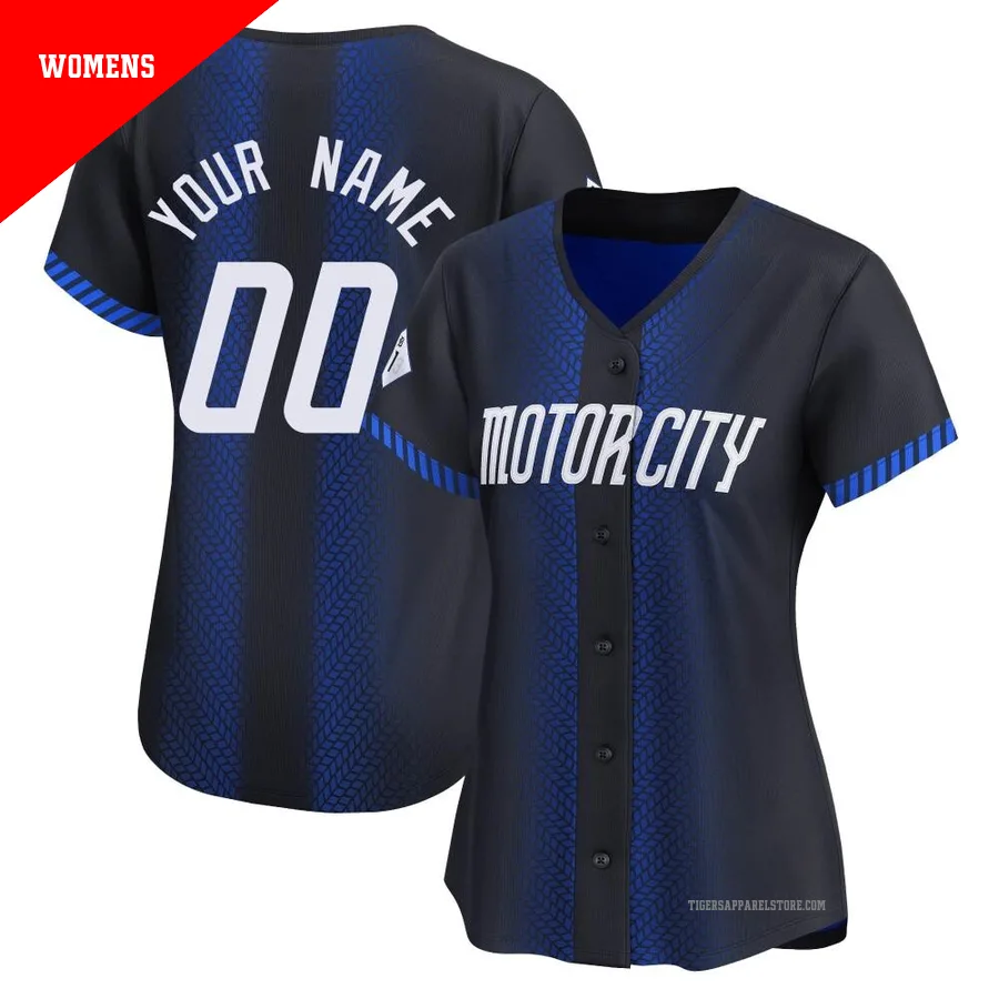 Women's Detroit Tigers Custom ＃00 Blue Limited 2024 City Connect Jersey